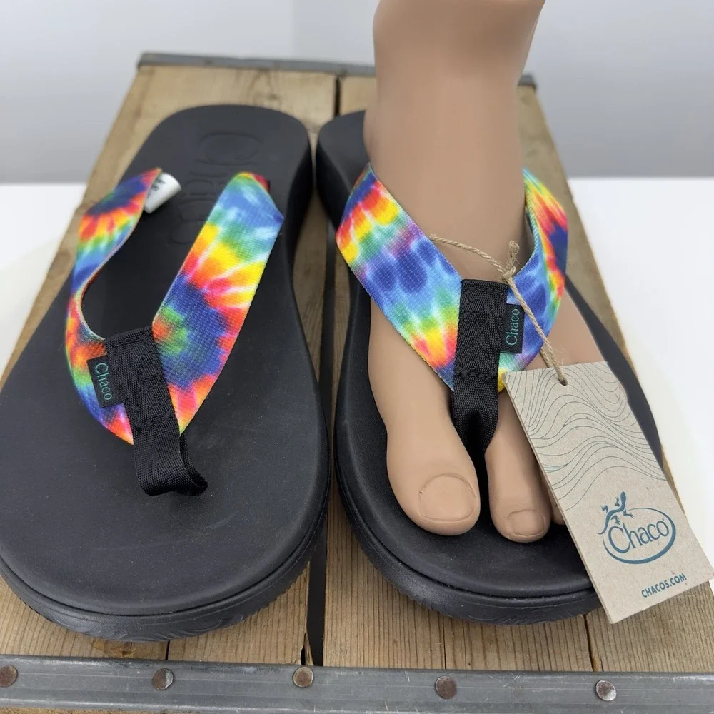 NEW Chaco Mens size 13 46 Sandals Rainbow Pride Flip Flops Chillos‎ LGBQT+ Tags